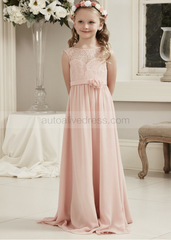 Blush Lace Chiffon Trendy Junior Bridesmaid Dress Blush Lace Chiffon Trendy Junior Bridesmaid Dress